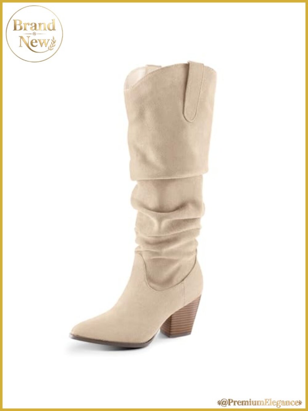 Women's Knee High Boots Slouchy Pointed Toe Faux Suede Western Boots